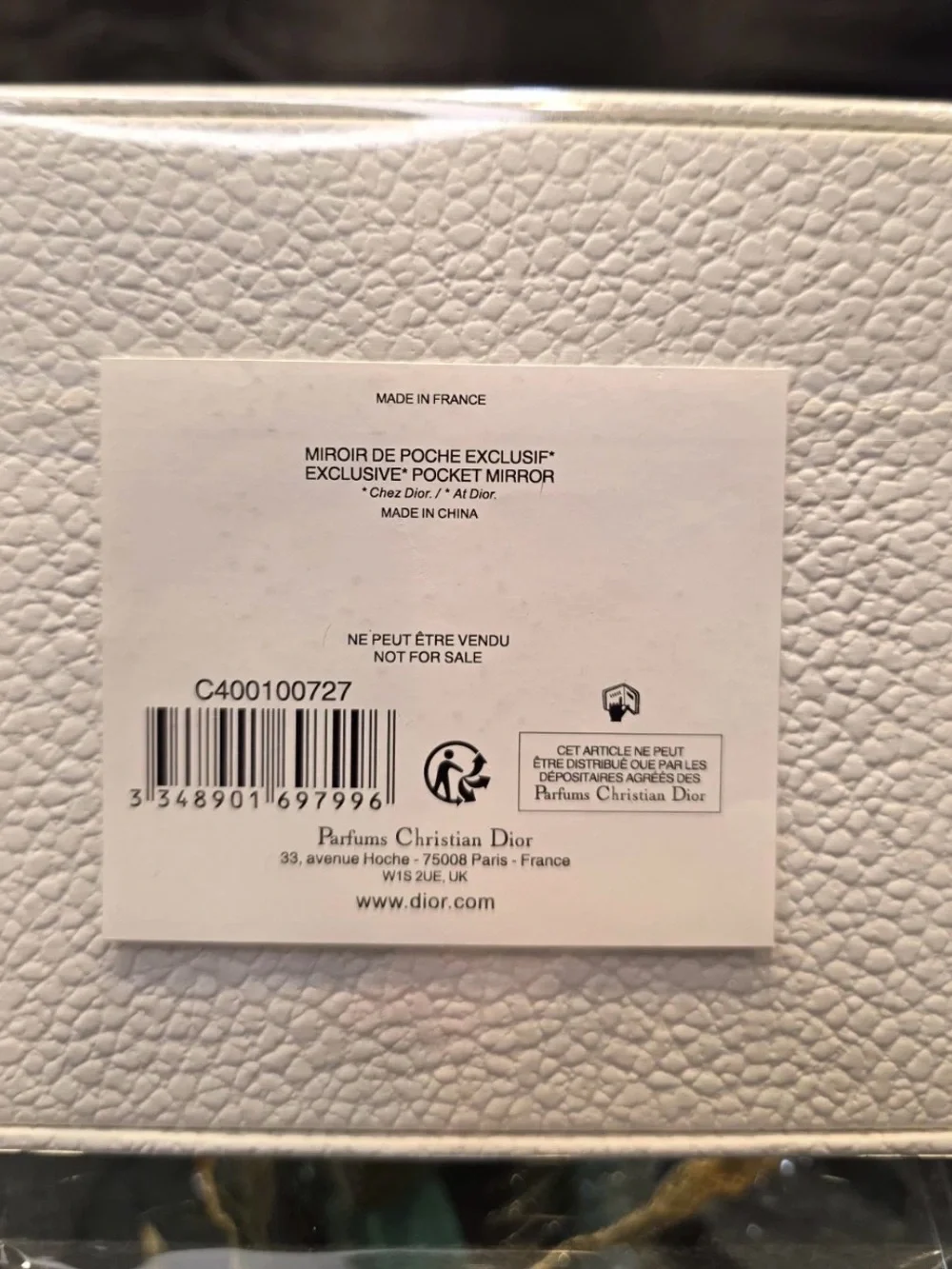 Christian Dior Parfums GWP Compact Mirror CANNAGE Silver